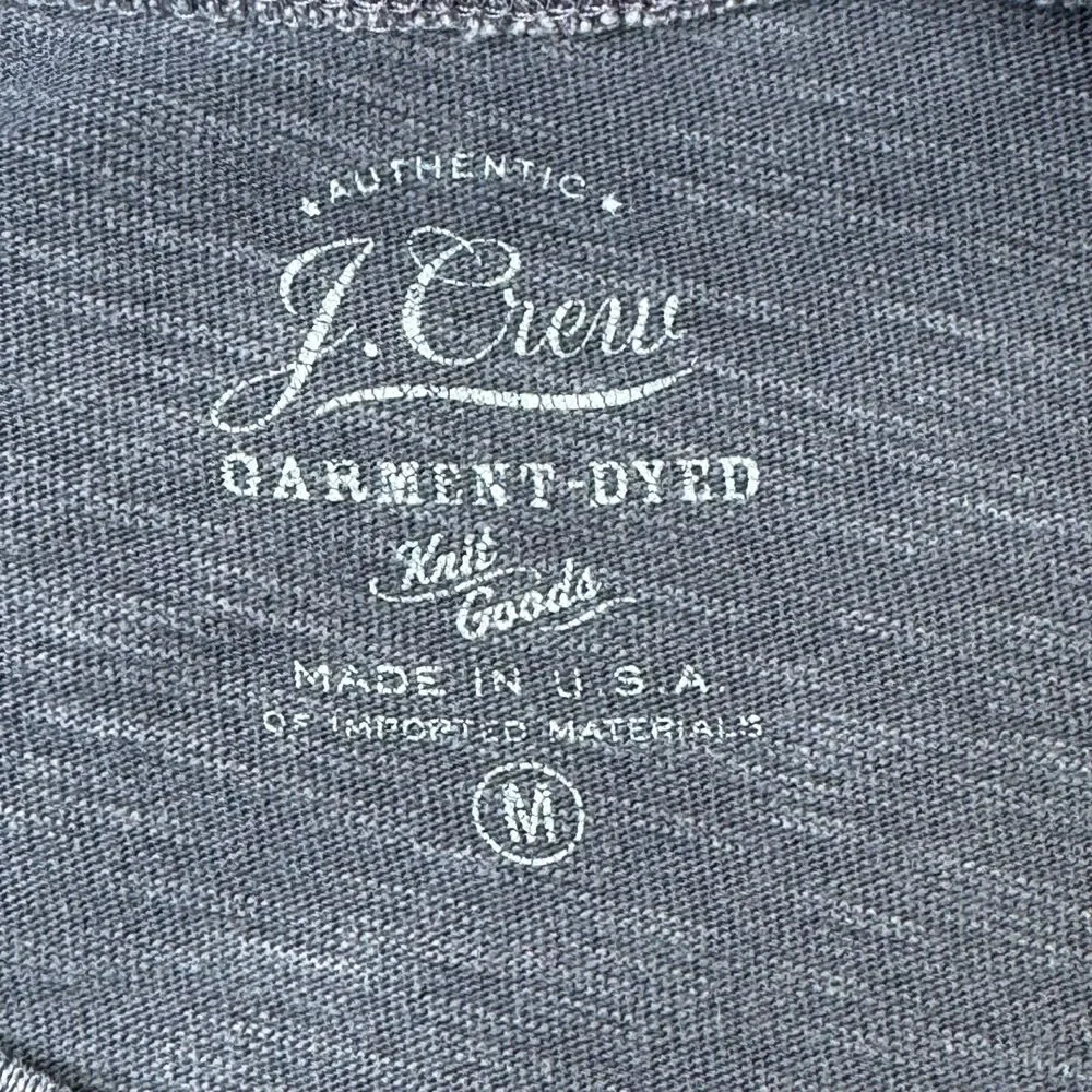 J Crew Henley Shirt Mens Medium Gray Garment Dyed Long Sleeve Knit Made in‎ USA